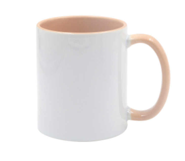Mugg 80 mm - 6pack olika mixade Vit med färgad insida o handtag