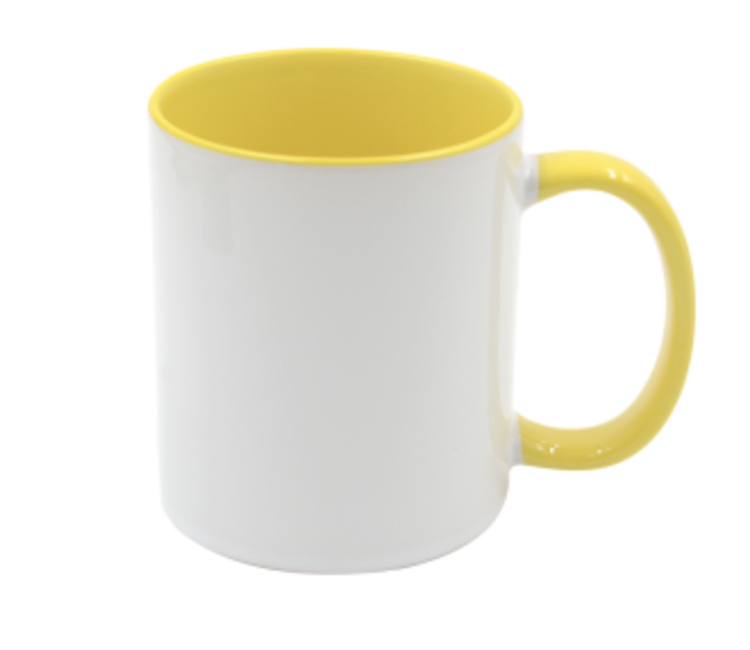 Mugg 80 mm - 6pack olika mixade Vit med färgad insida o handtag