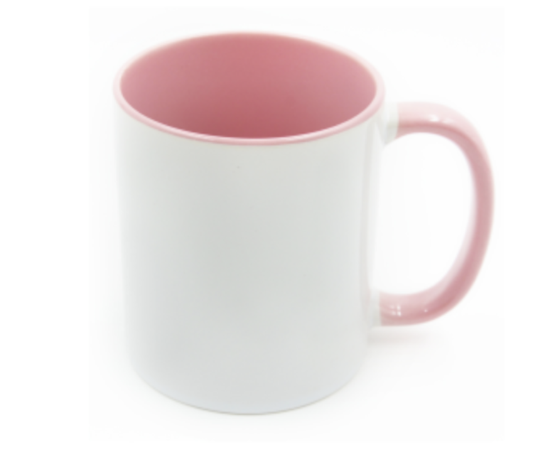 Mugg 80 mm - 6pack olika mixade Vit med färgad insida o handtag