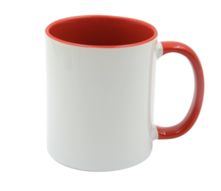 Mugg 80 mm - 6pack olika mixade Vit med färgad insida o handtag