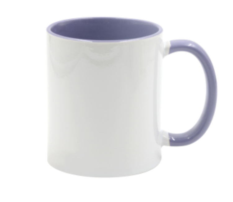 Mugg 80 mm - 6pack olika mixade Vit med färgad insida o handtag