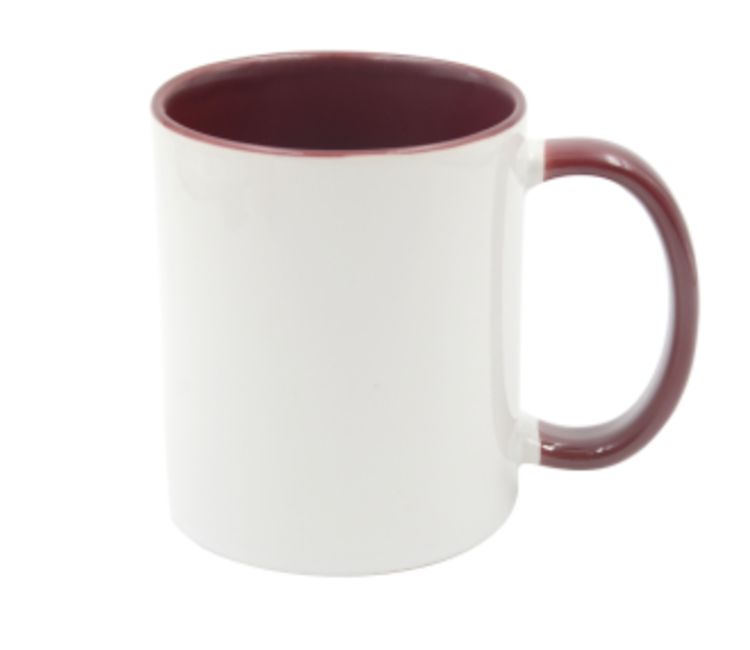 Mugg 80 mm - 6pack olika mixade Vit med färgad insida o handtag