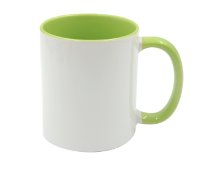 Mugg 80 mm - 6pack olika mixade Vit med färgad insida o handtag