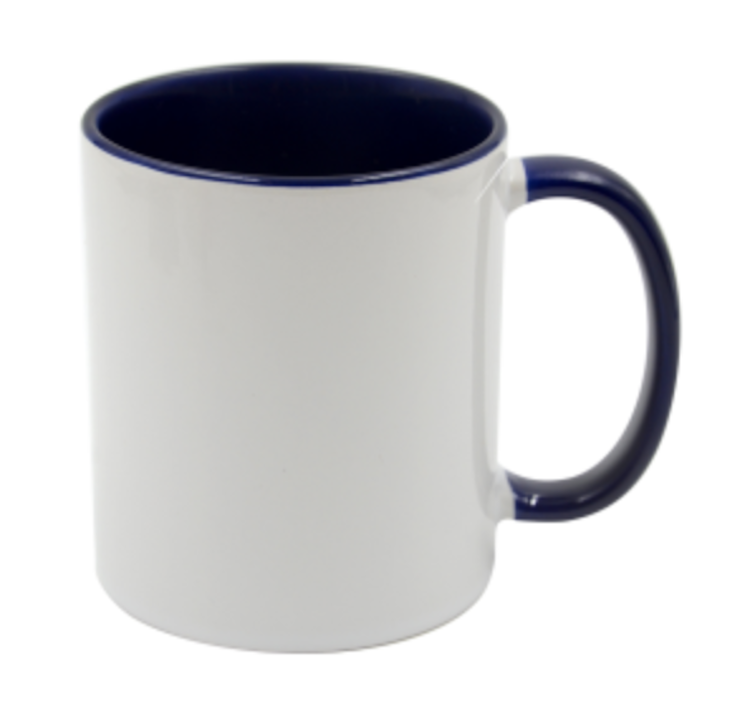 Mugg 80 mm - 6pack olika mixade Vit med färgad insida o handtag