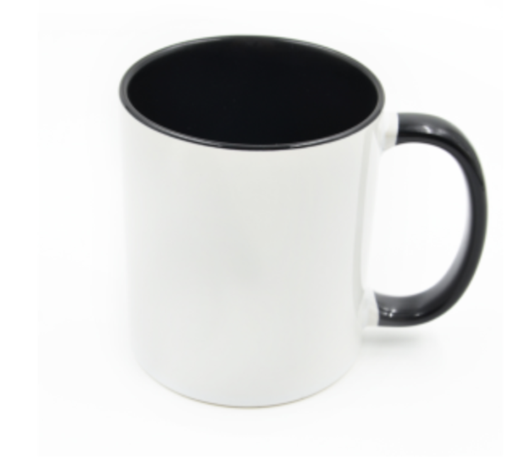 Mugg 80 mm - 6pack olika mixade Vit med färgad insida o handtag