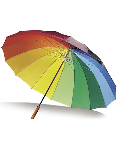 Paraply - Regnbåge med trähandtag