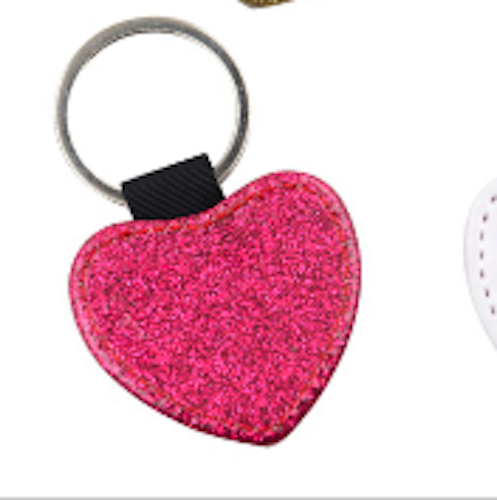 Nyckelring med glitterhjärta _Rosa 5 - pack