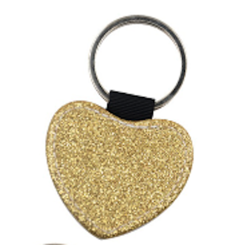 Nyckelring med glitterhjärta - Guld 5 pack