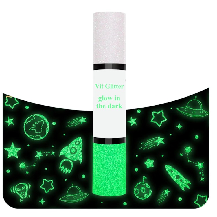 Glow in the dark - Vit Glitter 6593 - Ark 25x50 cm