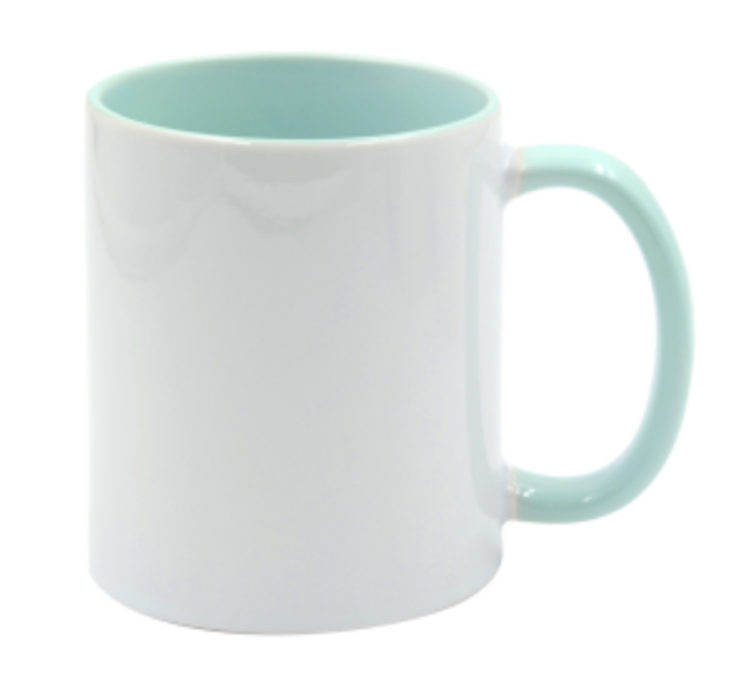 Mugg 80 mm - Vit med färgad insida och handtag