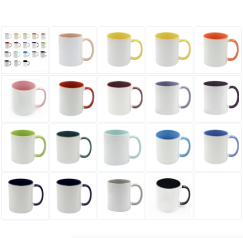 Mugg 80 mm - Vit med färgad insida och handtag