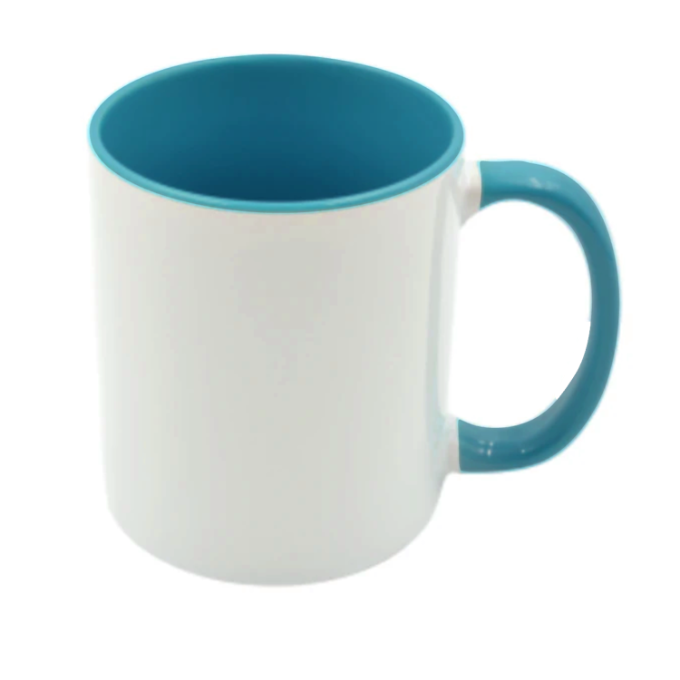 Mugg 80 mm - 6pack olika mixade Vit med färgad insida o handtag