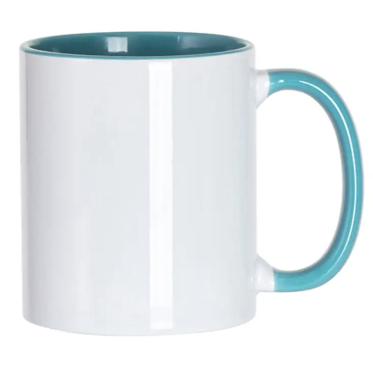 Mugg 80 mm - Vit med färgad insida och handtag
