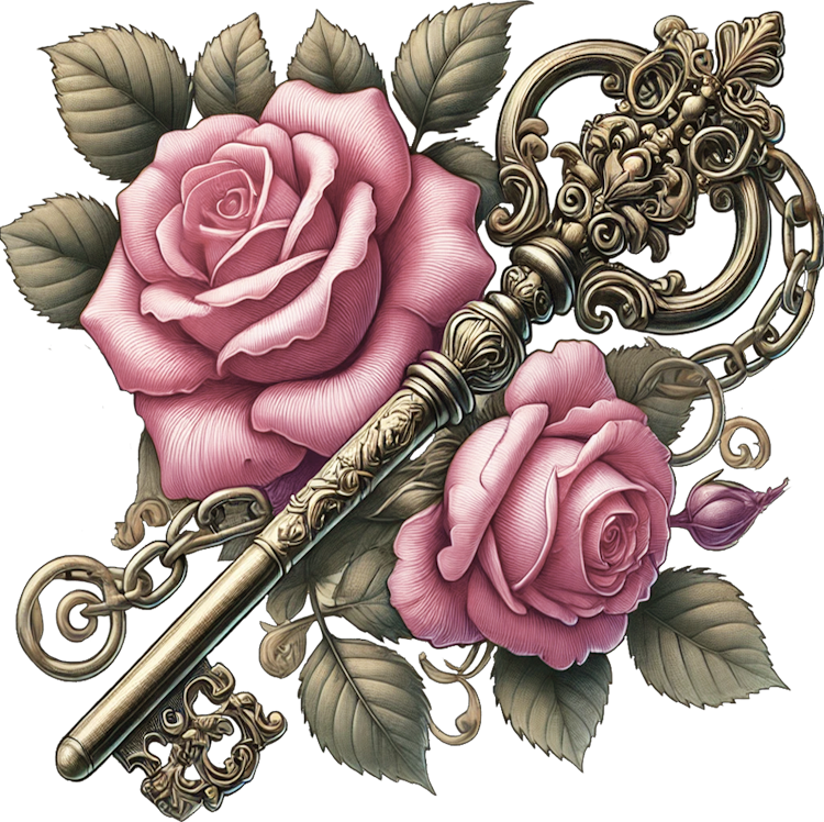 Rosa ros  med nyckel