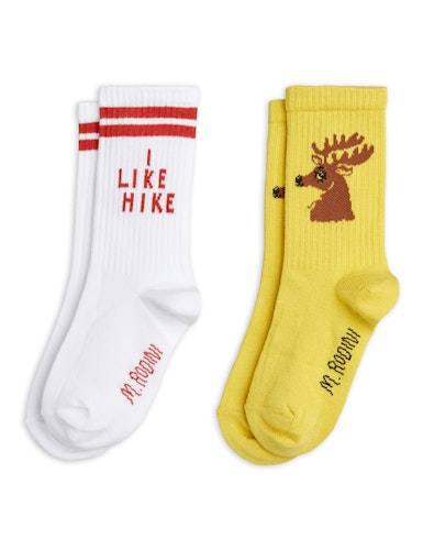 Mini Rodini - Hike + Deer Socks 2-pack, Yellow