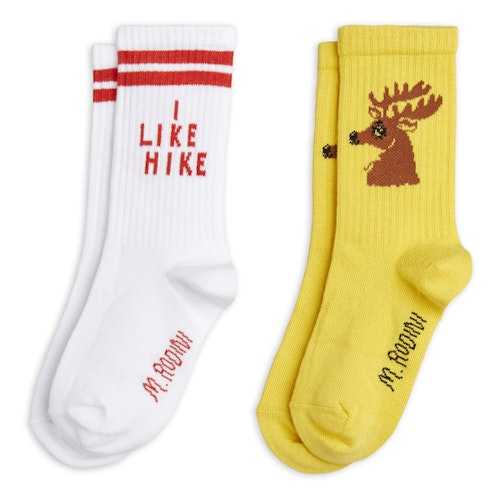 Mini Rodini - Hike + Deer Socks 2-pack, Yellow