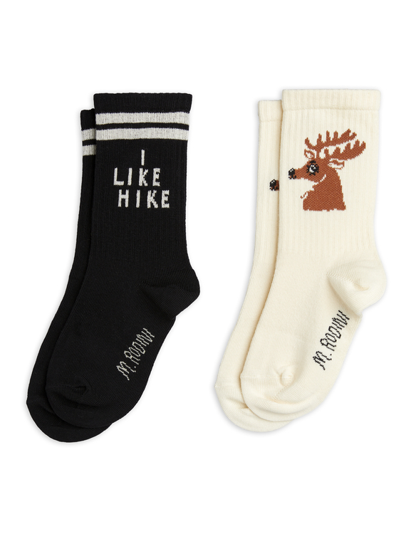 Mini Rodini - Hike + Deer Socks 2-pack, Black