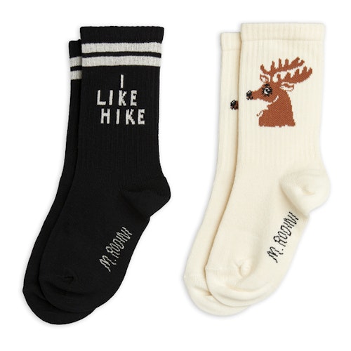 Mini Rodini - Hike + Deer Socks 2-pack, Black