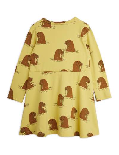 Mini Rodini - Walrus Aop LS Dress, Yellow