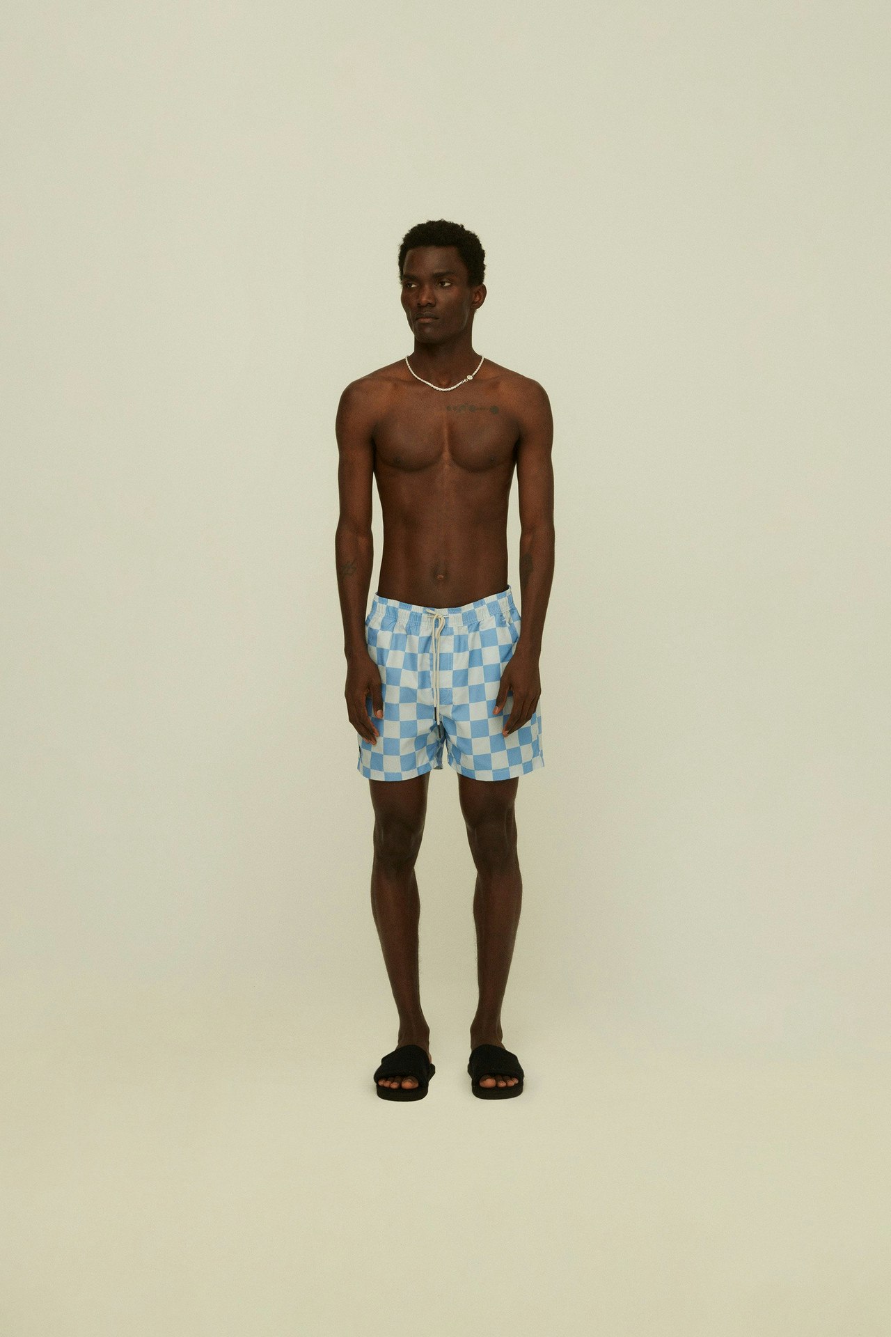 Blue Chess Swim Shorts