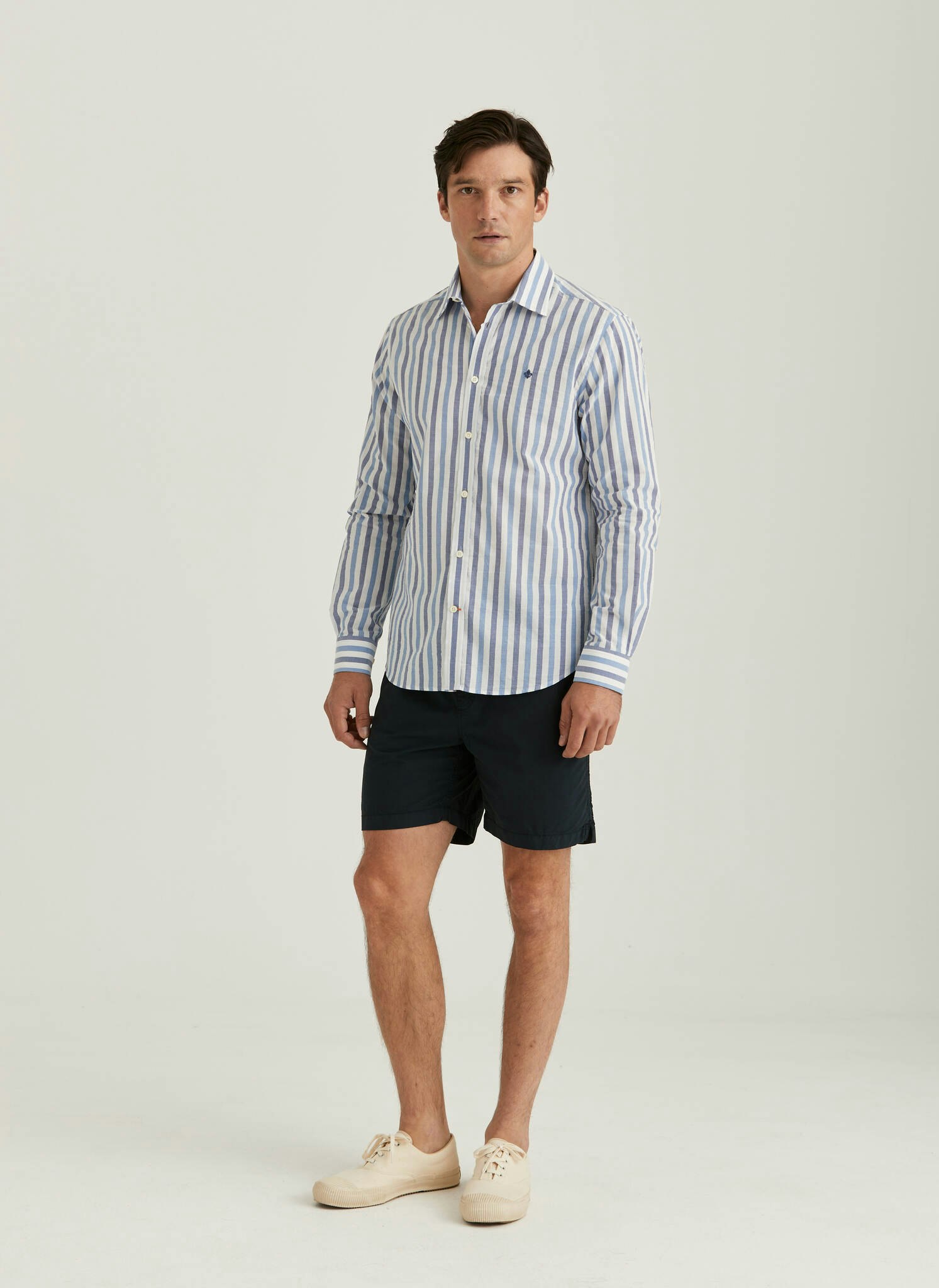 Morris - Summer Stripe Shirt, Blue