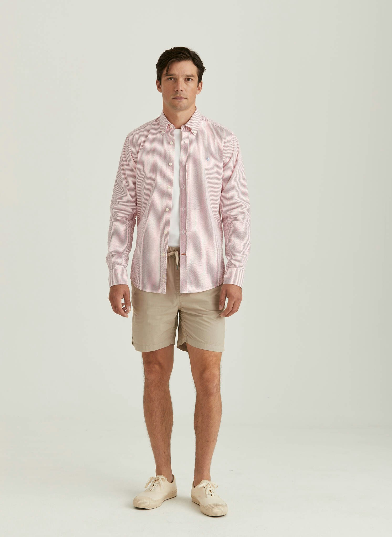 Morris - Seersucker Shirt, Cerise