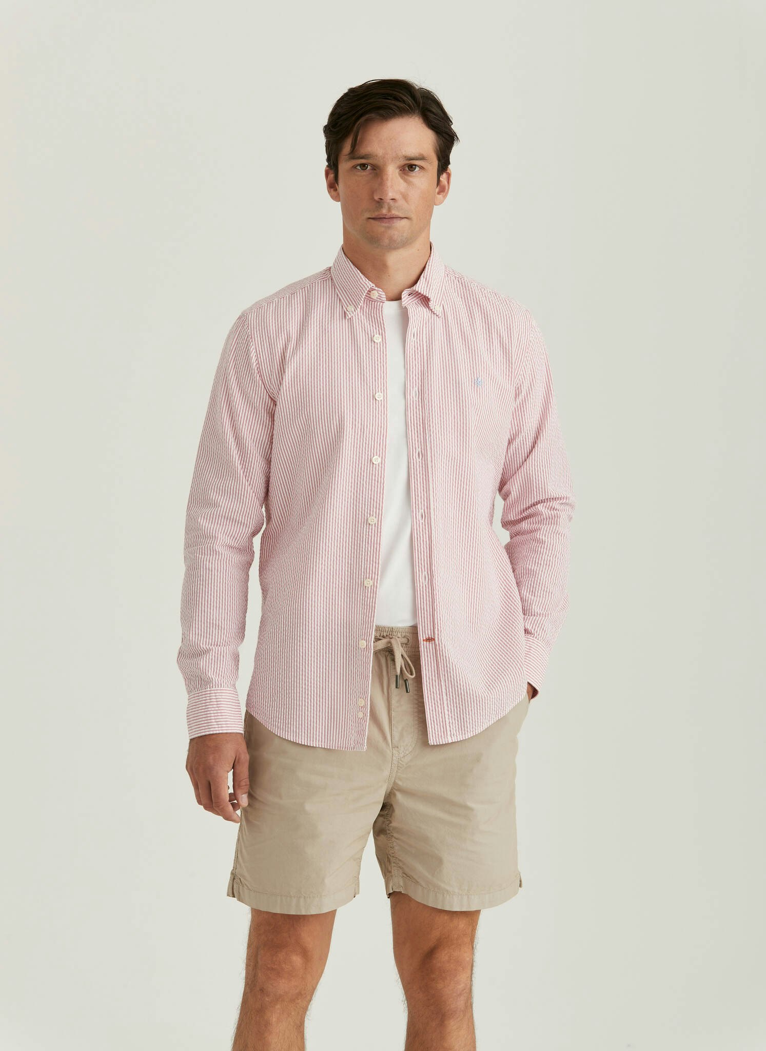 Morris - Seersucker Shirt, Cerise