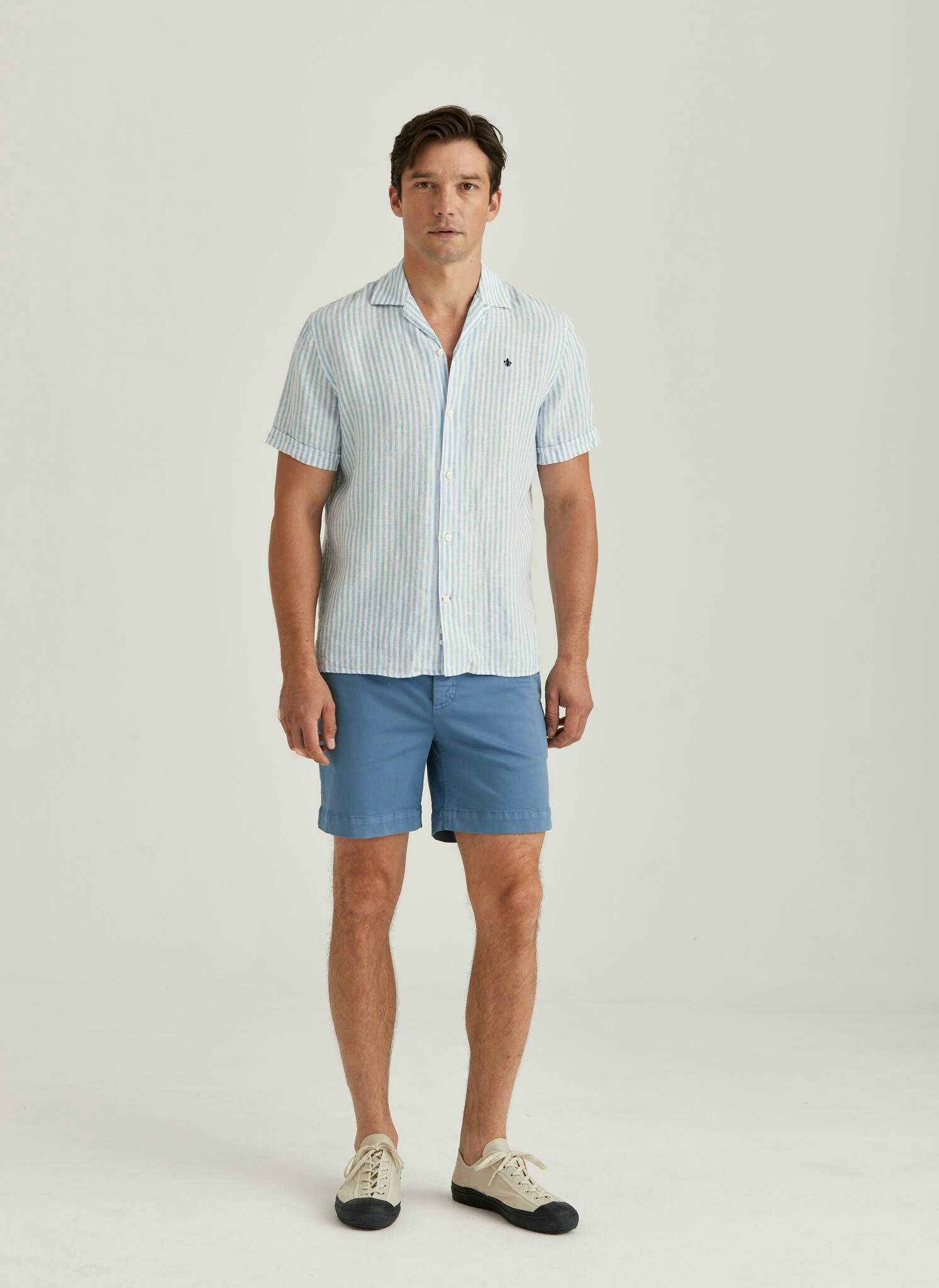 Morris - Short Sleeve Linen Shirt, Blue