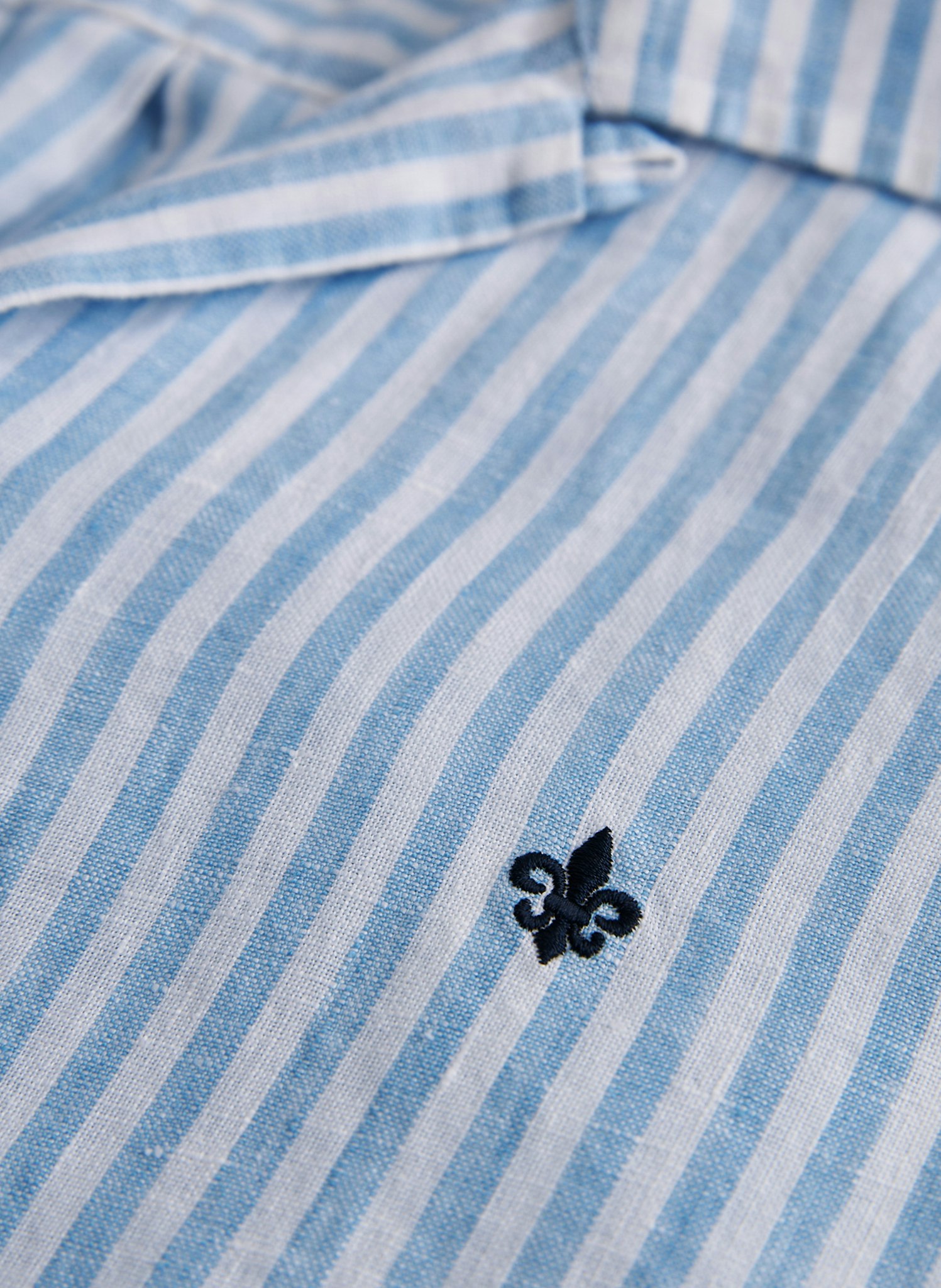 Morris - Short Sleeve Linen Shirt, Blue