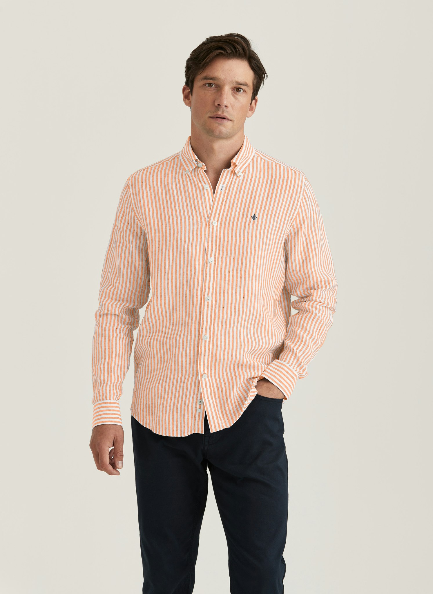 Morris - Douglas Linen Stripe, Orange