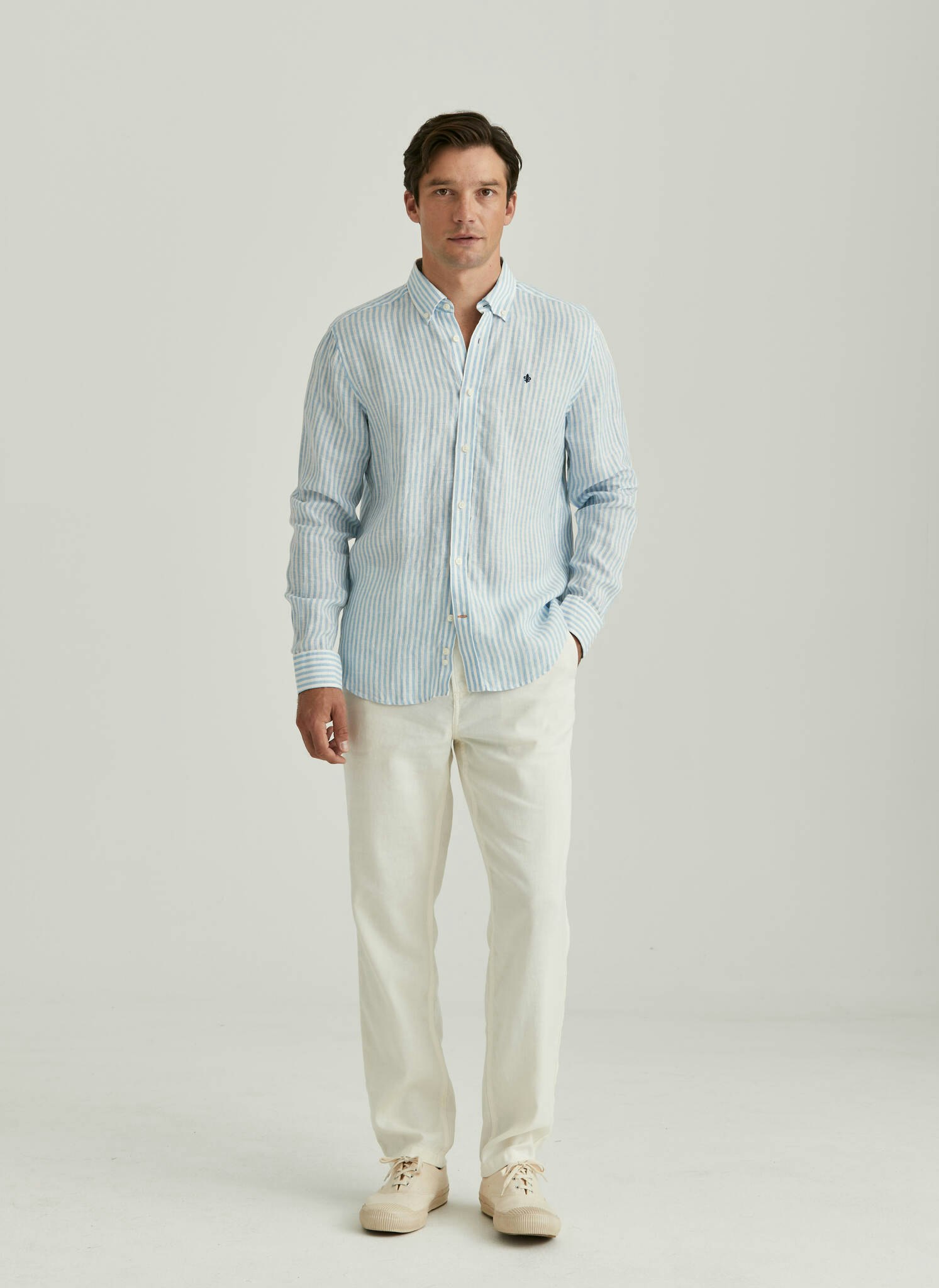 Morris - Douglas Linen Stripe, Blue