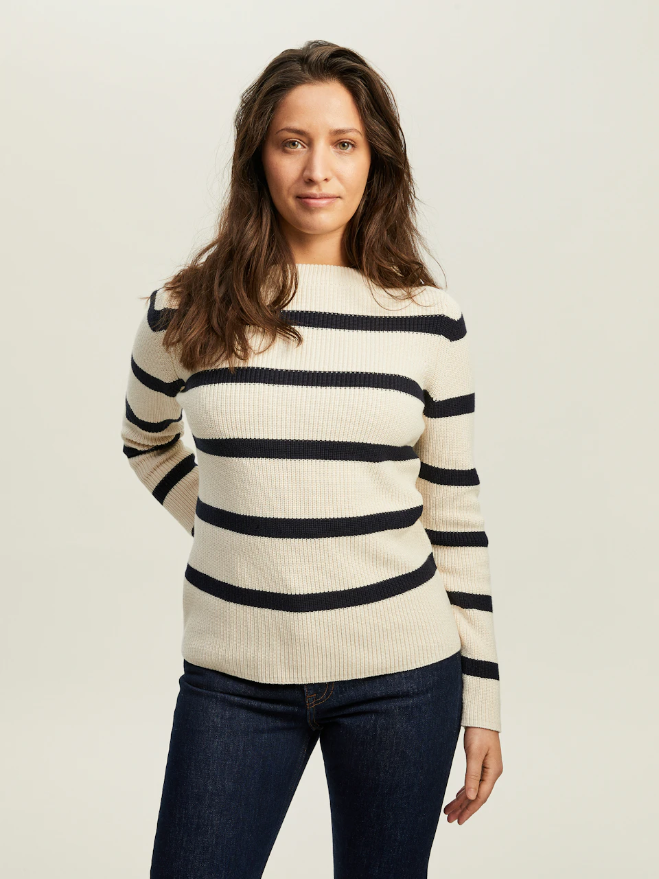 Boomerang - Leonie Organic Cotton Sweater Stripe, Offwhite
