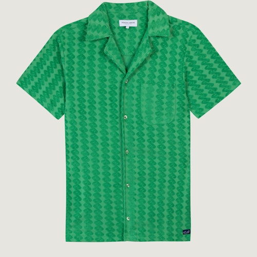 Maison Labiche - Devoured Terry Cloth Germain Shirt, Cactus Green