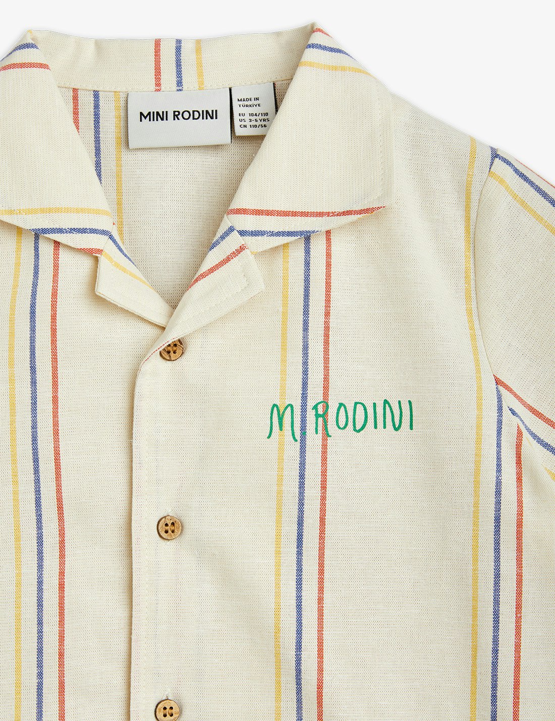 Mini Rodini - Stripe y/d woven ss shirt, Offwhite