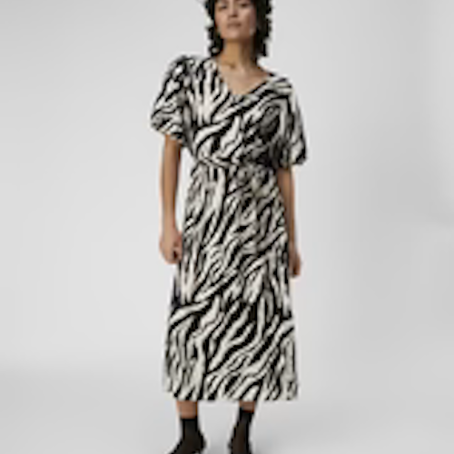 Object - OBJJACIRA S/S SHIRT DRESS, Sandshell/ Black Zebra