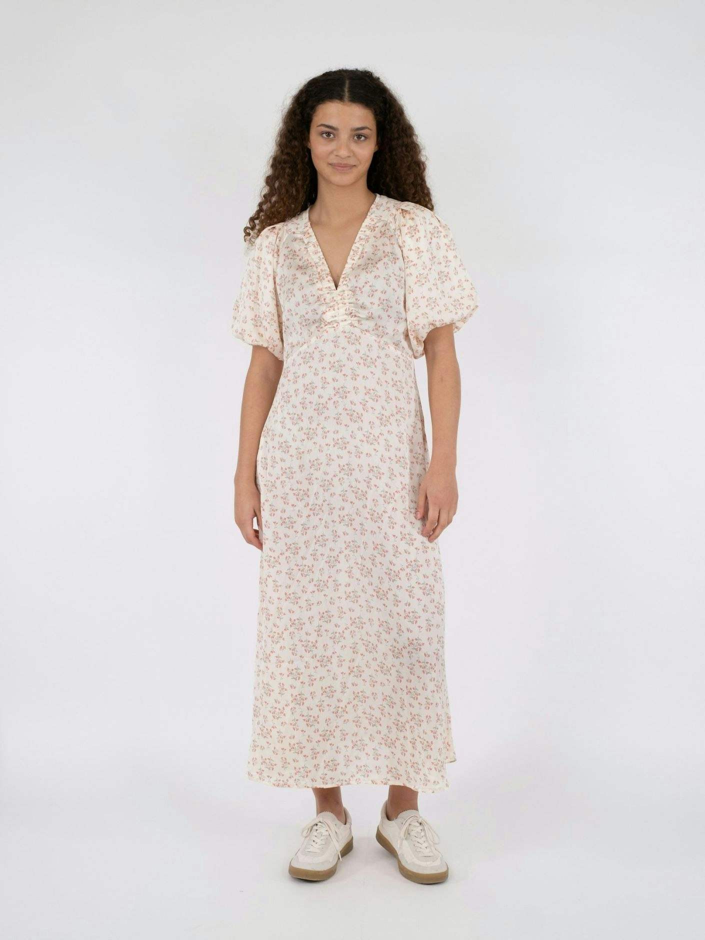 Neo Noir - Illana Print Satin Dress (White)
