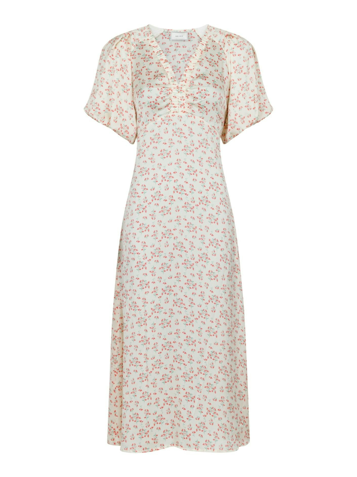 Neo Noir - Illana Print Satin Dress (White)