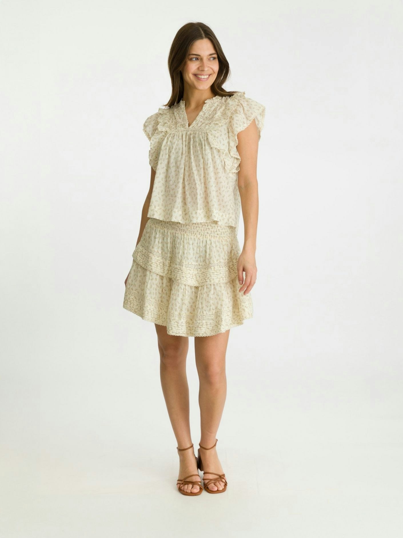 Neo Noir - Kenia Basic Blossom Skirt (Creme)