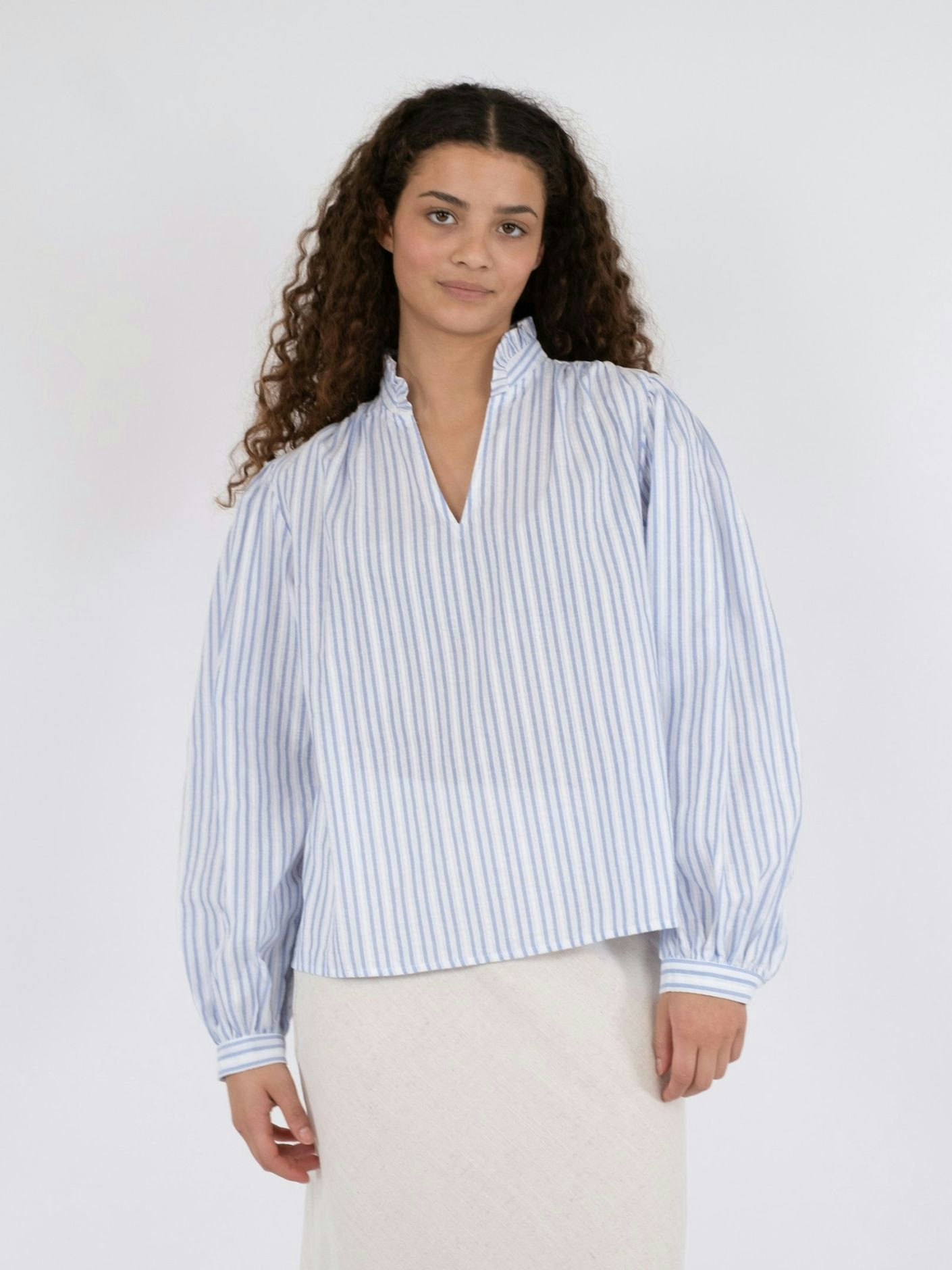 Neo Noir - Johanne Stripe Blouse (Light Blue)