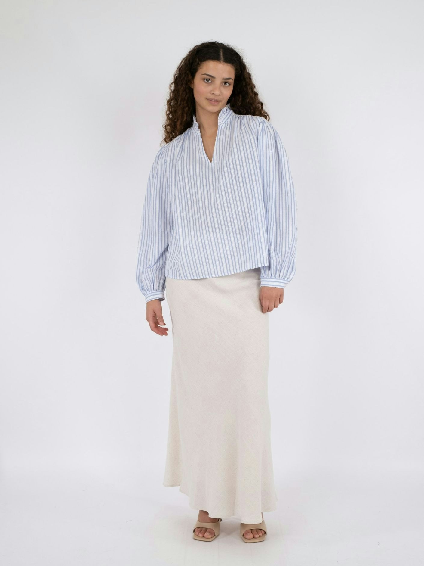 Neo Noir - Johanne Stripe Blouse (Light Blue)