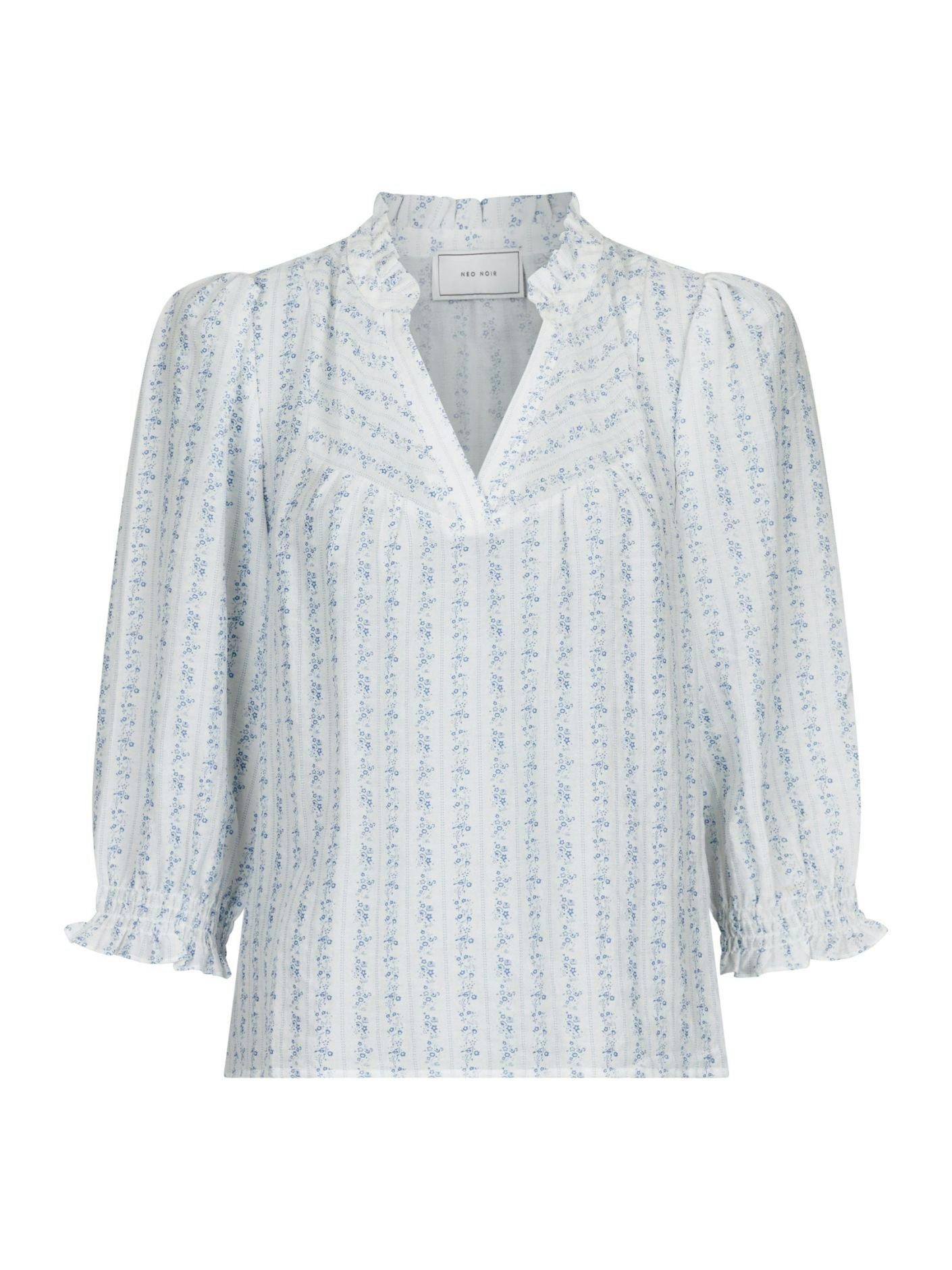 Neo Noir - Carlie Flower Stripe Blouse (Blue)