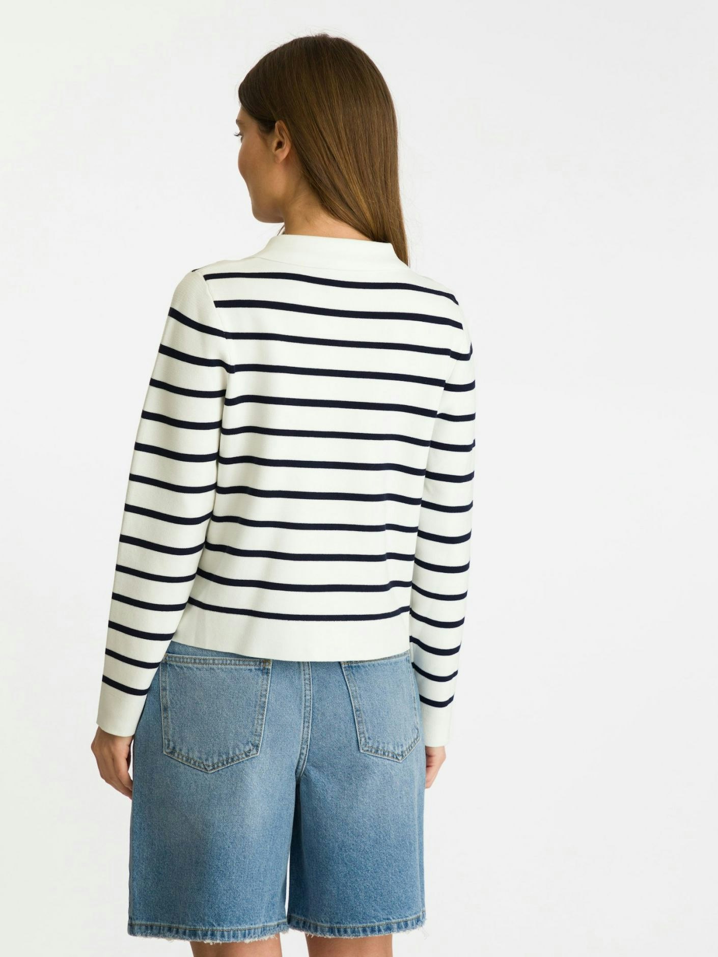Neo Noir - Tippi Knit Stripe Cardigan (White/ Navy)