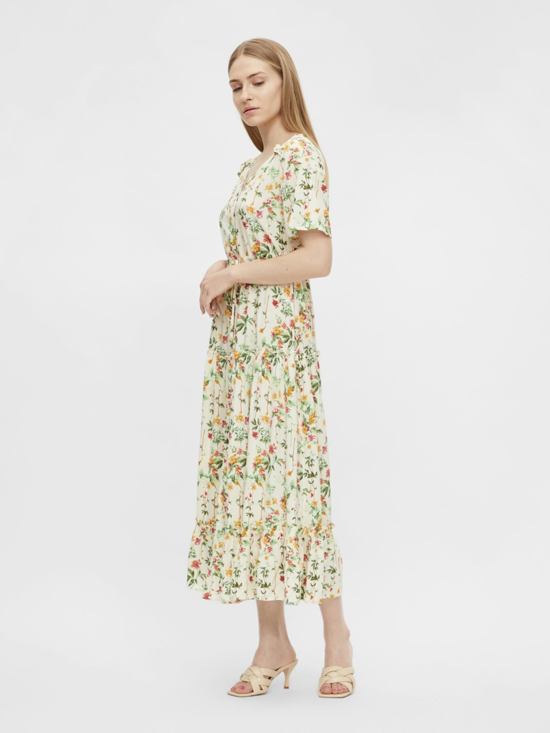 Object - OBJLORENA S/S LONG DRESS REP (Sandshell)