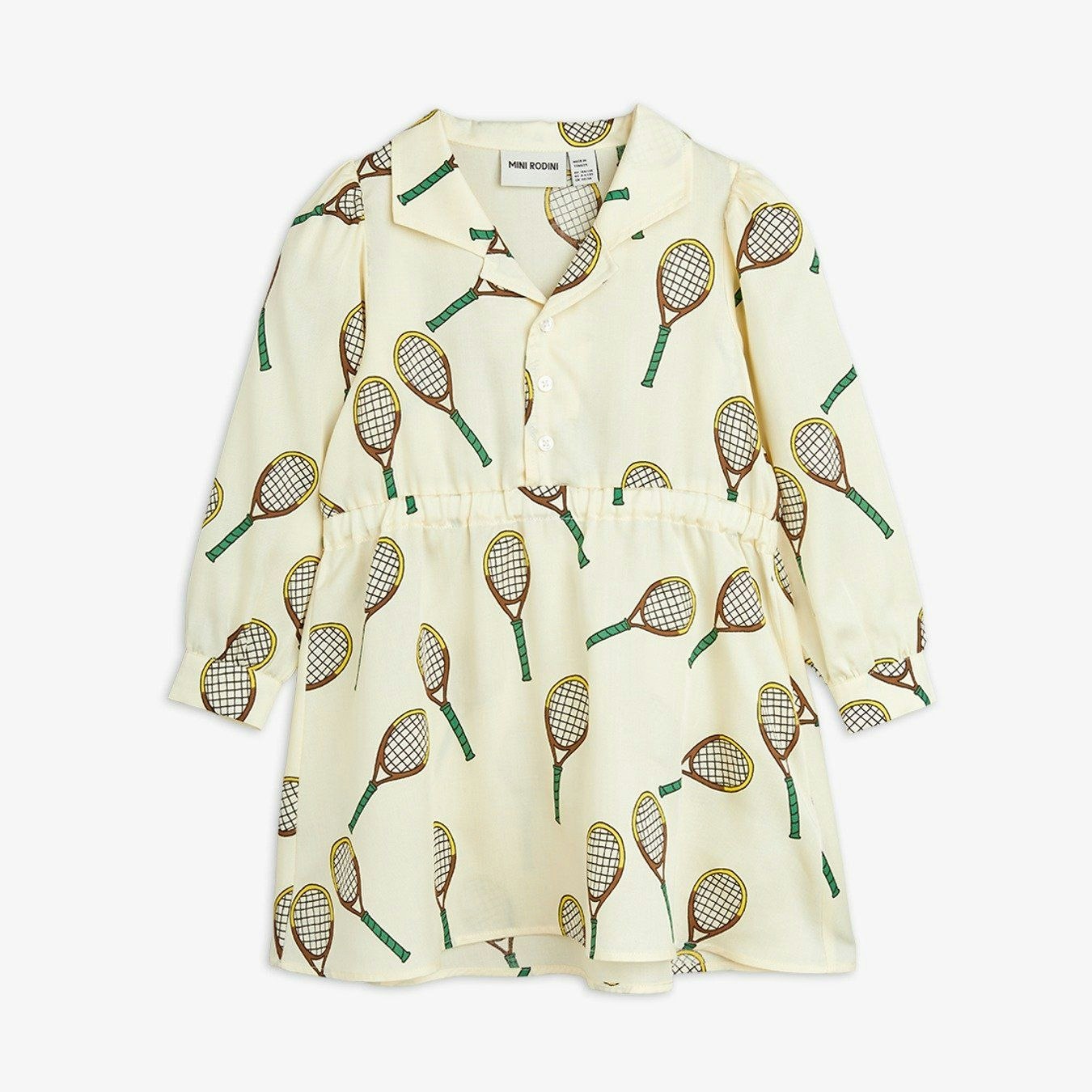 Mini Rodini - Tennis aop woven ls dress (Offwhite)