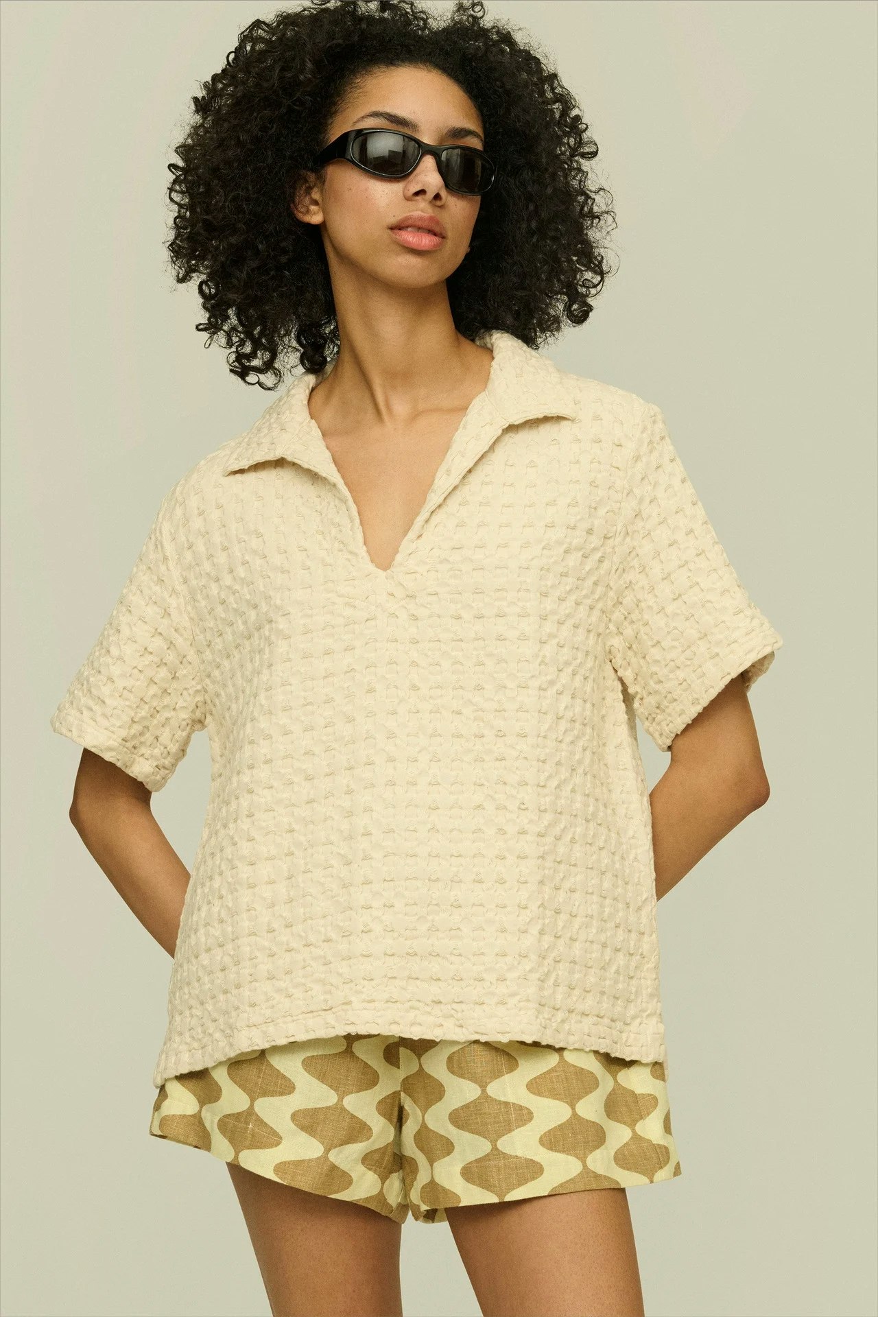 OAS Company - Ecru Jaffa Waffle Shirt