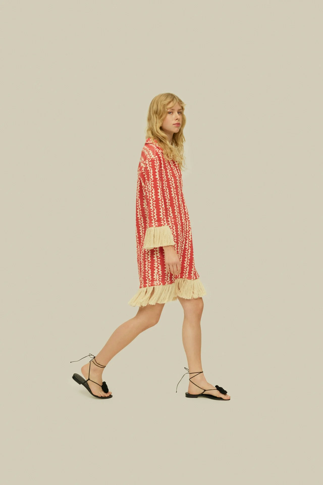 OAS Company - Red Scribble Aya Net Dress