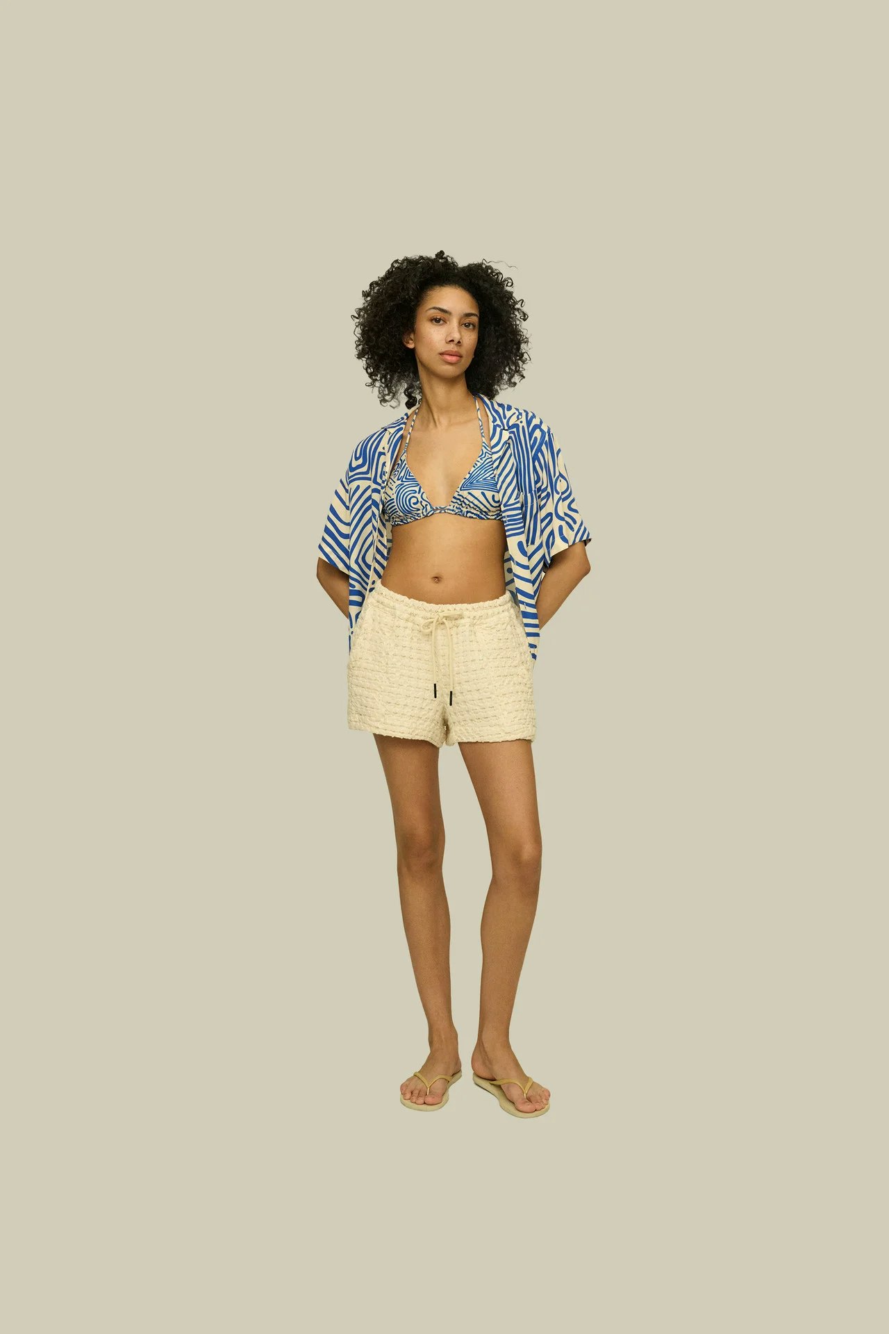 Oas Company - Ecru Drizzle Waffle Shorts