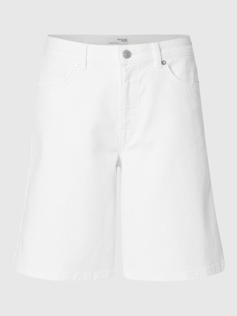 Selected Femme - SLFLEXIA MW WHITE BERMUDA DENIM SHORTS