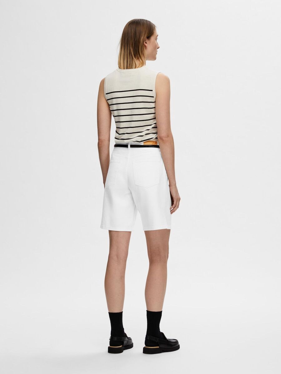 Selected Femme - SLFLEXIA MW WHITE BERMUDA DENIM SHORTS