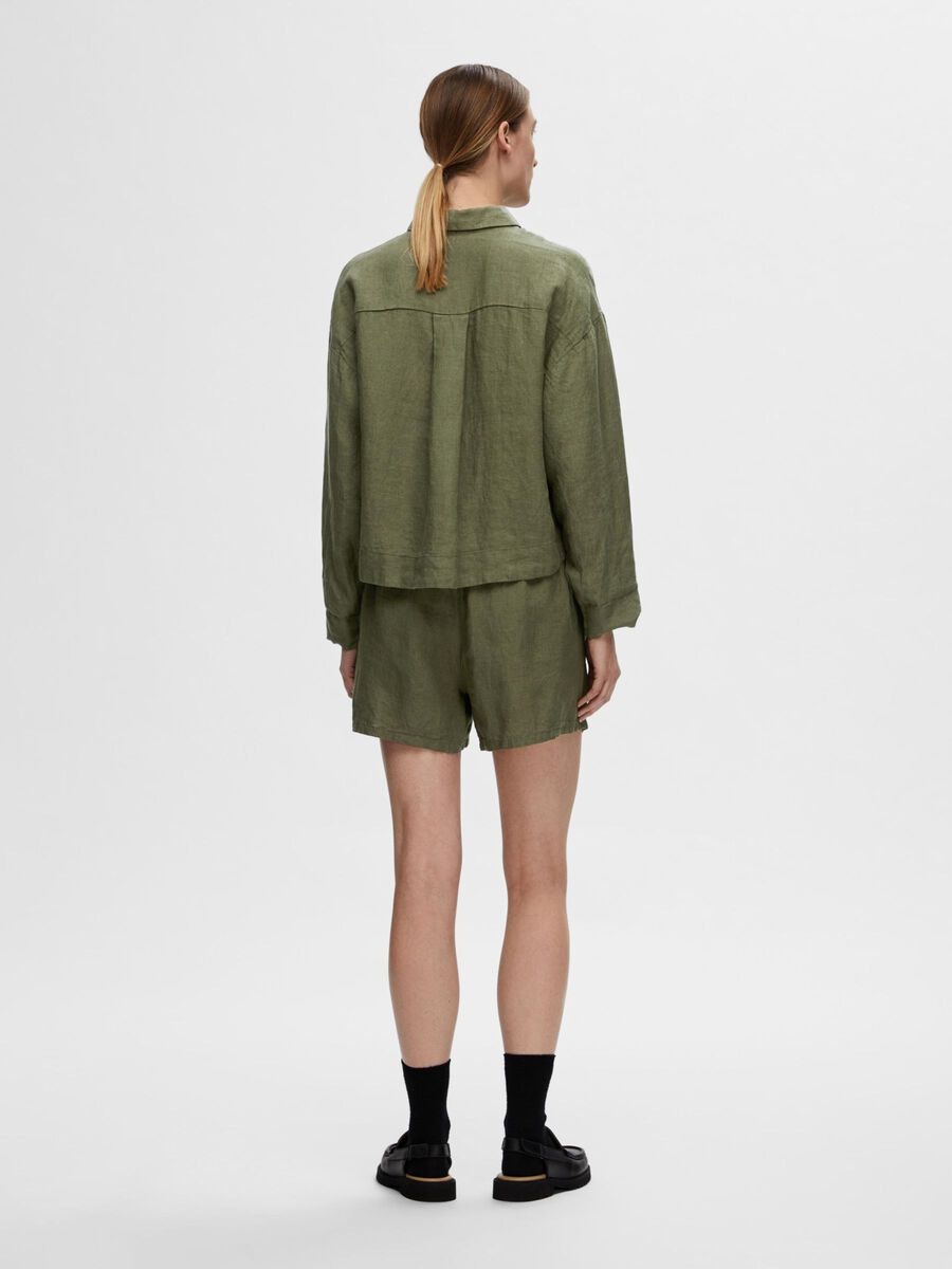 Selected Femme - SLFLINNIE LS LINEN SHIRT B (Olivine